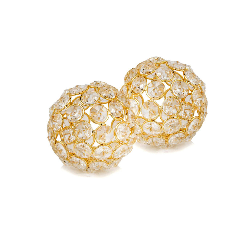 Kailyn Facetas Cristal Spheres, Silver, 3" H x 3" W x 3" D