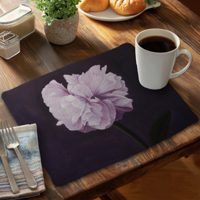 Beautiful Purple Flower Braided Polyester Placemats - Set of 6