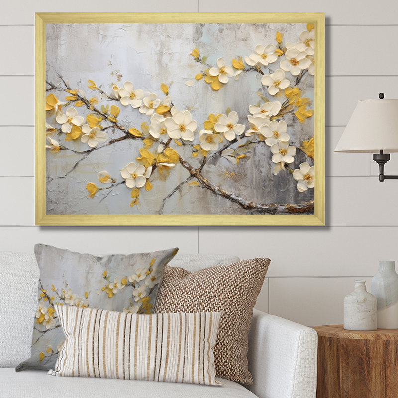 «Apple Blossom Harmony XVII», reproduction d'art sur toile, H 24 po x l 32 po x P 1 po, Encadrement doré