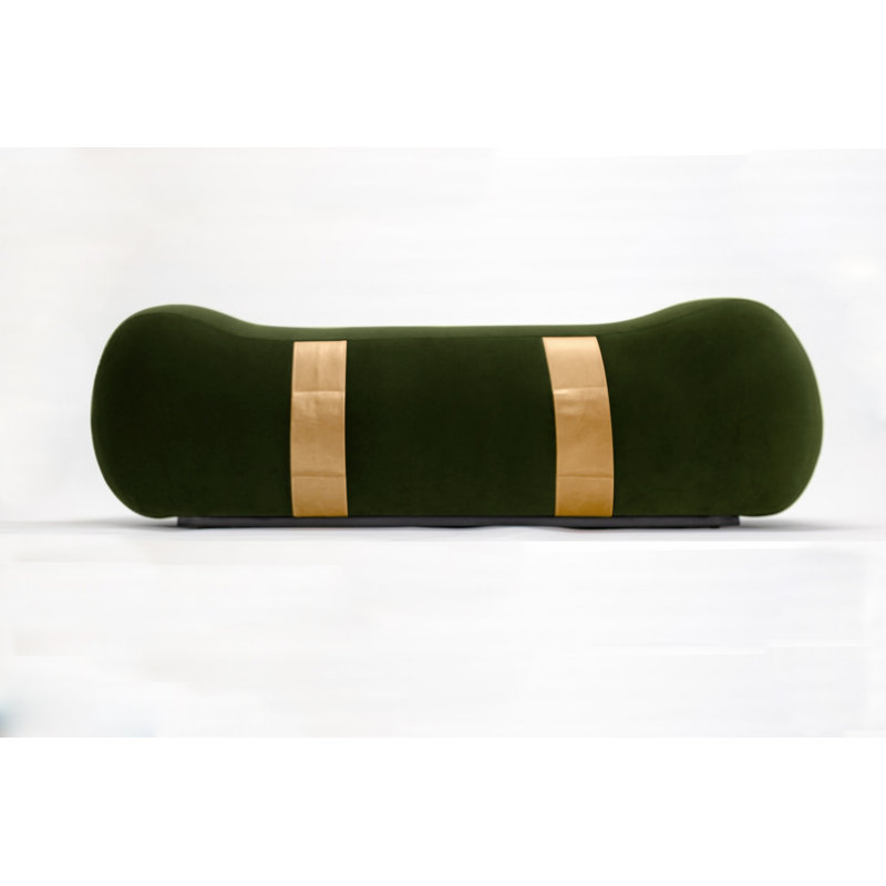 Milo Velvet Upholstered Bench, Evergreen/Umber
