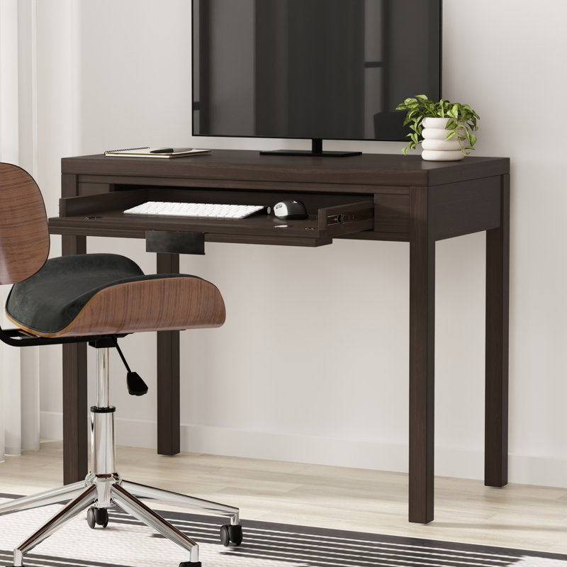 Hollander 38"W Solid Wood Contemporary Writing Desk with Flip-Down Keyboard Tray
