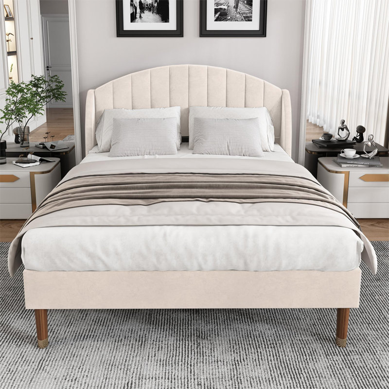 Upholstered Bed, Beige, Single (3')