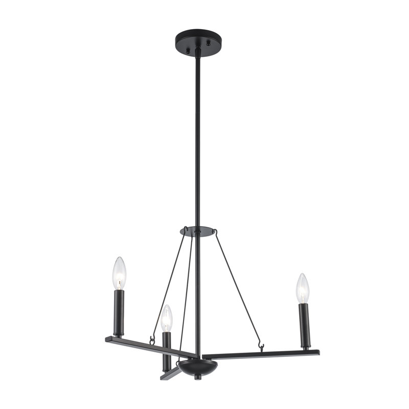 Luminaire suspendu de style bougie à 3 lumières DEL Zyian, Noir