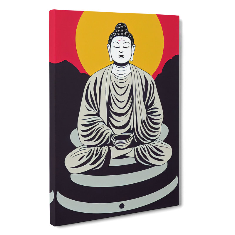 Buddha By Setting Sun - Print, No Matte, 60cm H x 40cm W x 3cm D, Wrapped Canvas