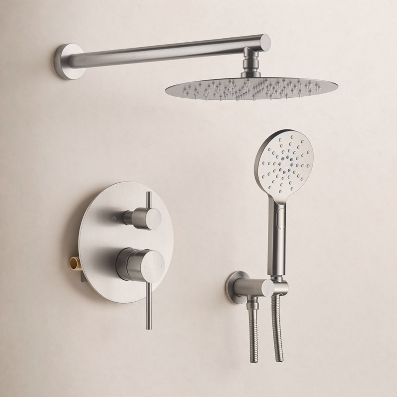 Robinet de douche circulaire avec valve brute, Nickel brossé