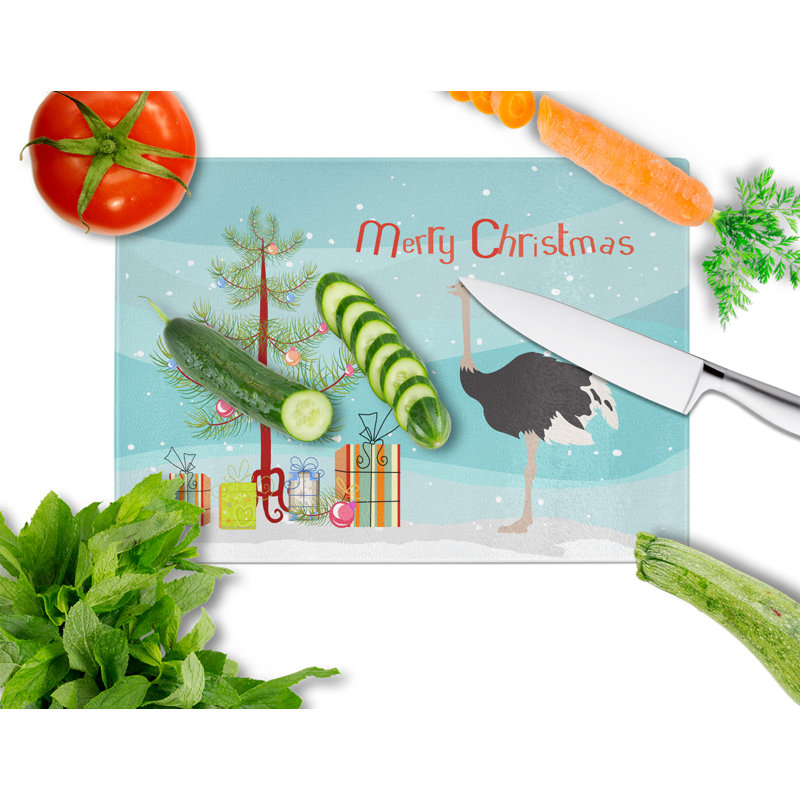 Planche à découper de noël autruche de noël en verre trempé caroline