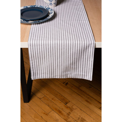 Bistro Stripe Cotton Placemats Set of 4 and Table Runner Heat Resistant Washable Table Linens