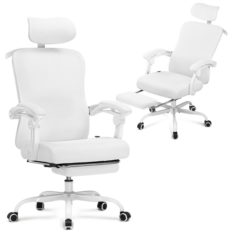 Hermann High Back Ergonomic Computer Chair 3D Adjustable Lumbar Support Comfy Breathable Reclining Mesh Hermann 3D Agjustable Headrest With Footrest Upgraded Linkage Armrest