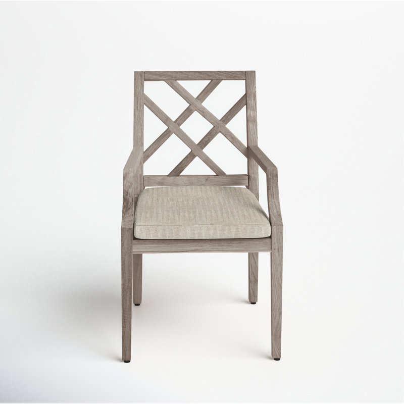 Chaise avec accoudoirs en teck Haley - Huître, Huître teck, Welt, Chevron sable