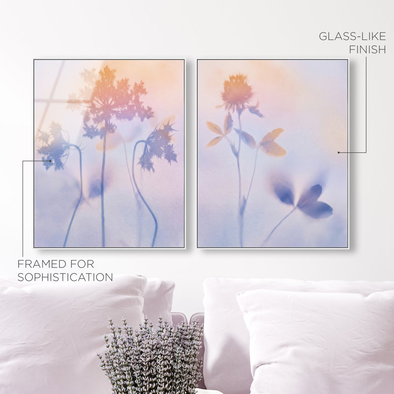 Lavender Shadows Set High-Gloss Frameless Acrylic Glass Wall Art Floral & Botanical Print by Oliver Gal, Ready to Hang, 16 x 20