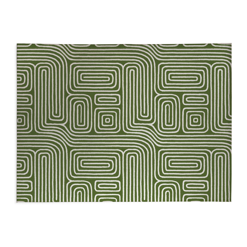 Tapis de cuisine à profil bas Timeless Walk, Rectangle 5 pi x 7 pi, Vert olive