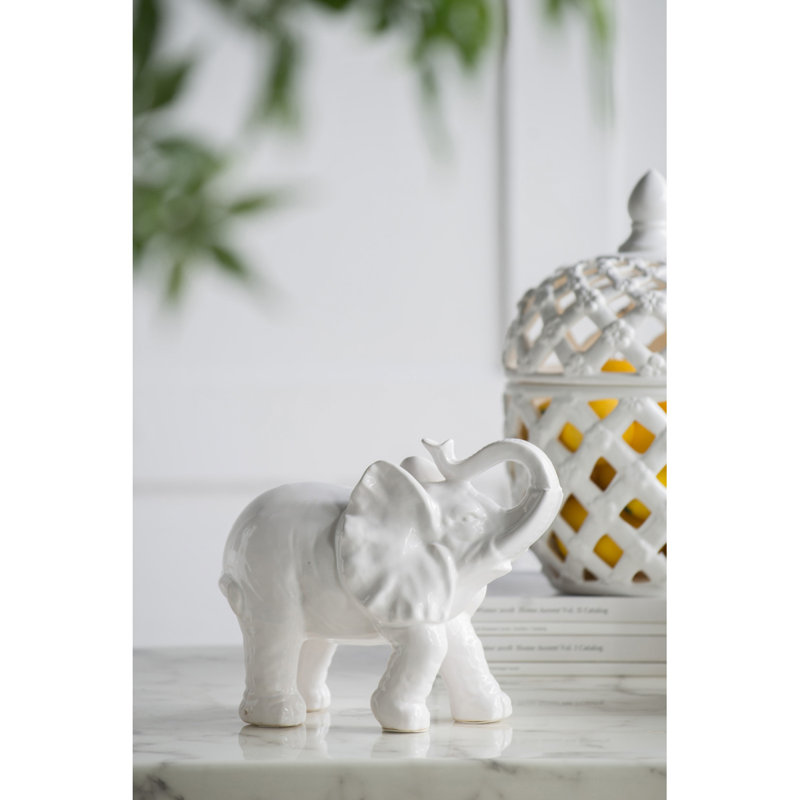 9.1X4.2X7.5" Trumpeting Elephant Accent