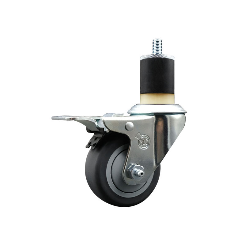 Roue extensible en caoutchouc thermoplastique pivotant à verrouillage total 1-7 / 8 pouces SCC