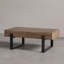 Table basse rectangulaire en chêne rustique l 46 po x P 24 po avec pieds en acier, 2 tiroirs de rangement et finition en bois