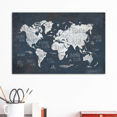 World Map by Mike Koubou - Wrapped Canvas Print