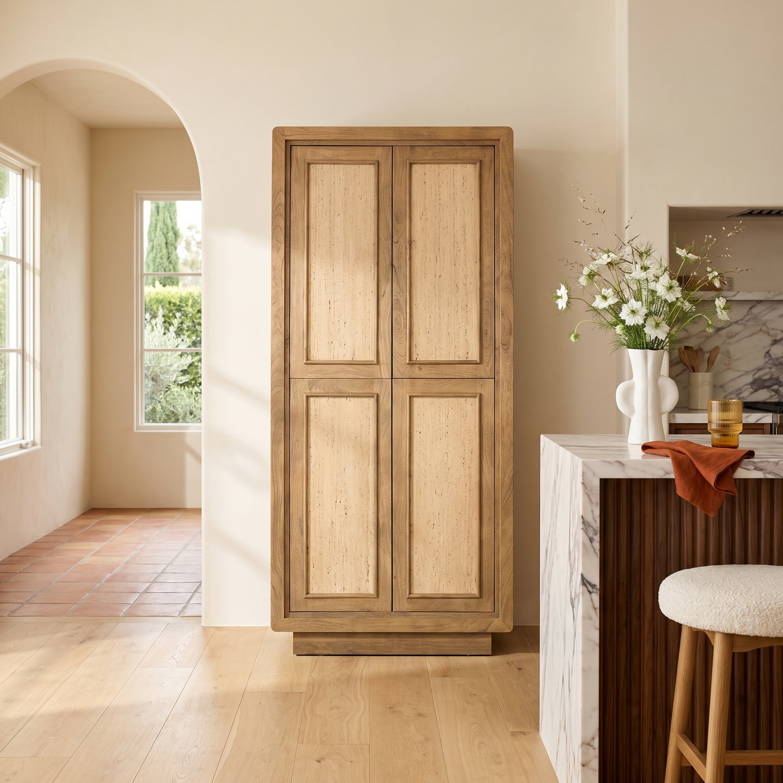 Kavita Travertine Mango Accent Cabinet