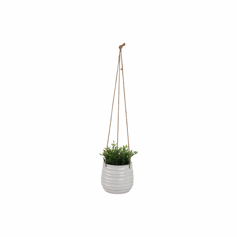 Pot à fleurs suspendu en céramique Rosaria, Beige, H 6 po x l 7 po x P 7 po