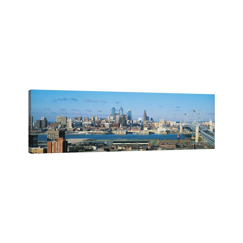 Philadelphia Skyline Cityscape - Wrapped Canvas Panoramic Print, 121.92 cm H x 40.64 cm W x 1.91 cm D