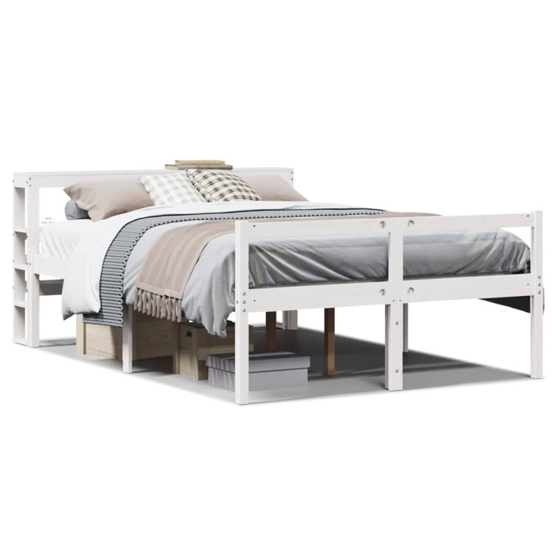 Solid Wood Bed, White, Small Double (4')