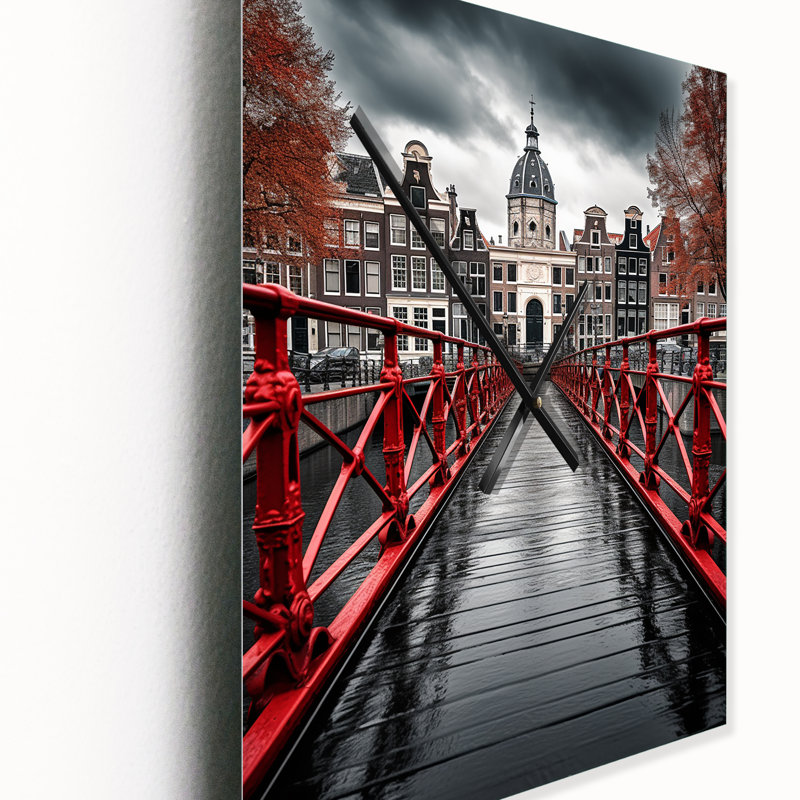 Horloge murale Amsterdam Cityscape I, Très grand
