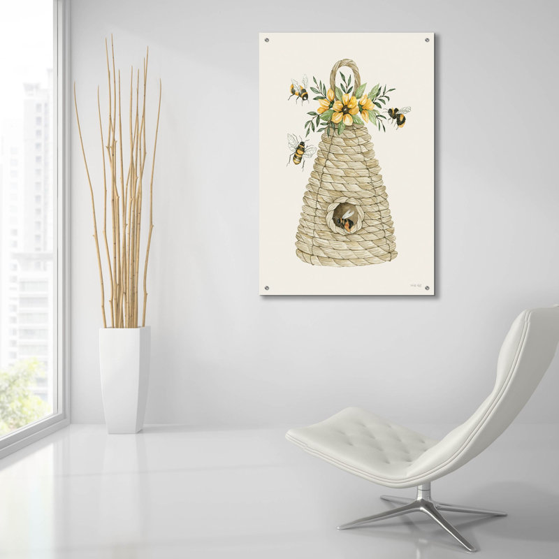 «Bee Hive Home» par Cindy Jacobs, art mural en verre acrylique, H 36 po x l 24 po x P 0,2 po
