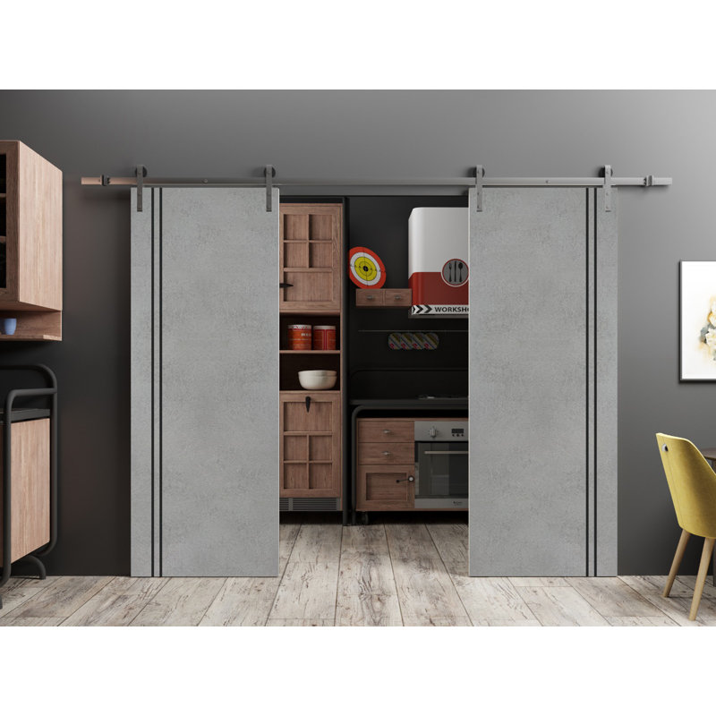 Porte de grange en bois massif massif, Béton, 36 po x 80 po