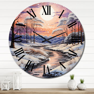 Winter River At Night II Wall Clock