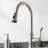 Modern high-arc pull-down kitchen faucet, single-handle countertop-mounted kitchen faucet with a dual-spray head, suitable for home kitchen sinks.-122556123