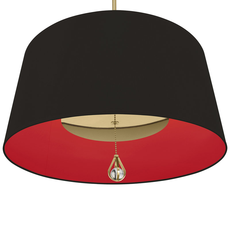 Custis 3 - Light Chandelier, Blacksmith Black/Richmond Red Lining, Modern Brass