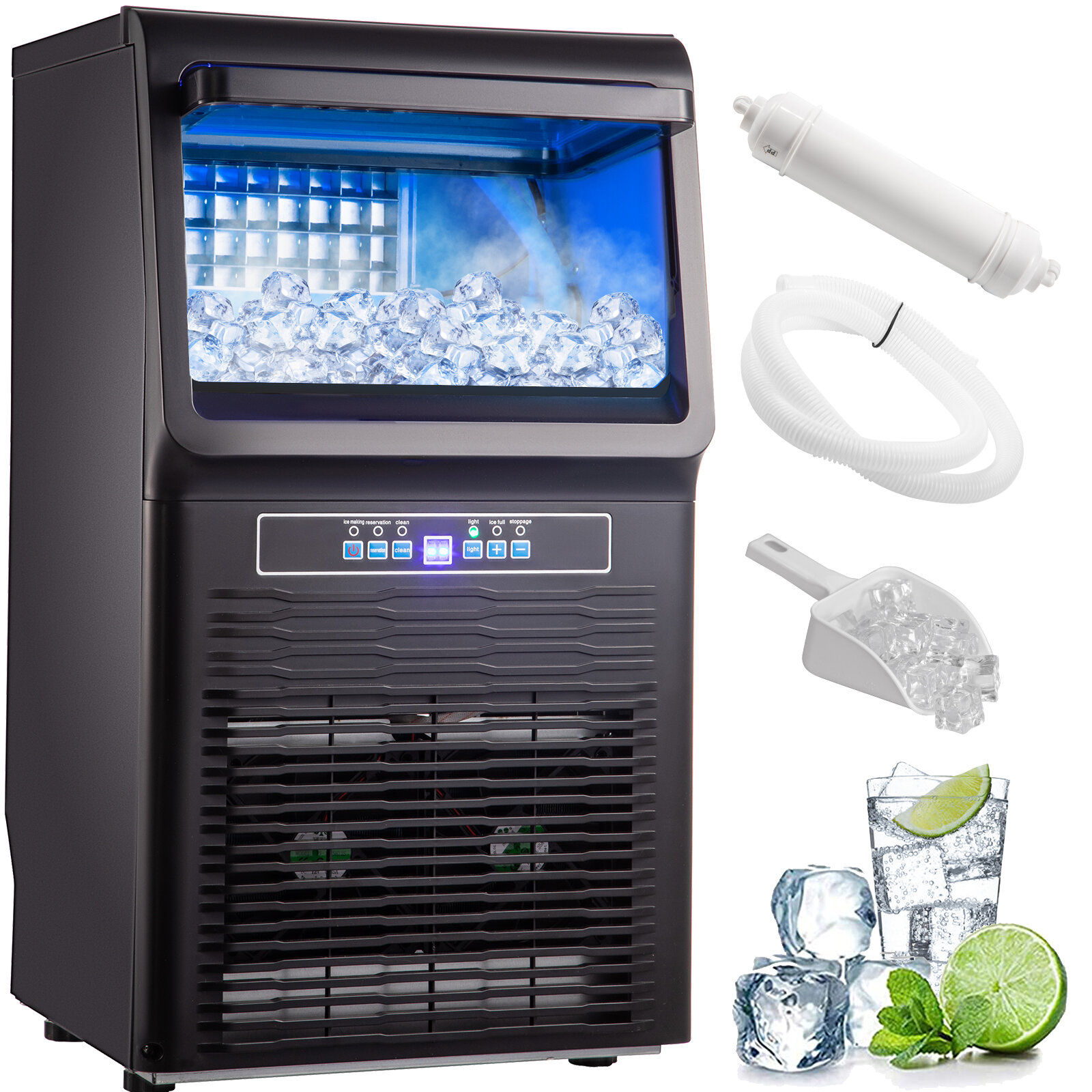 Velivi 70 Lb. Daily Production Nugget Ice Cubes Countertop Ice
