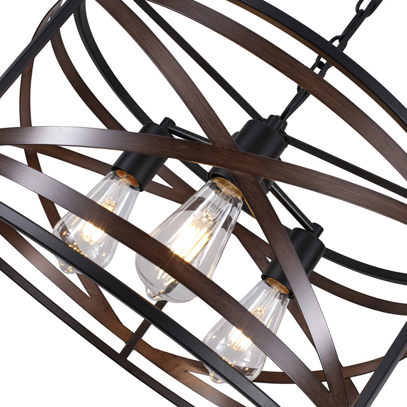 Lustre en métal à 3 lumières de style campagnard