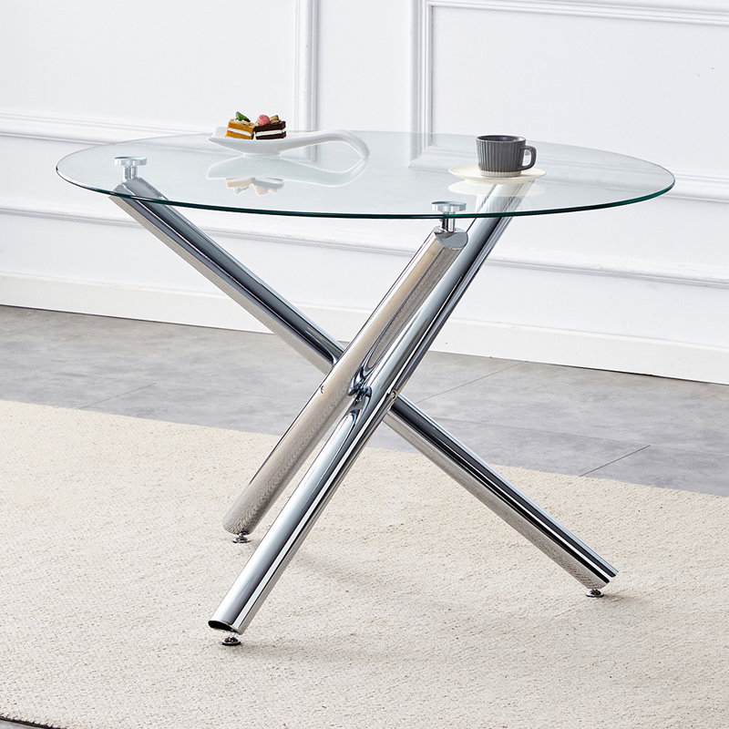 Table ronde en verre de 42 pouces, Argent argent