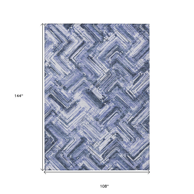 Tapis intérieur / extérieur lavable géométrique bleu marine et bleu ciel HomeRoots 9 pi x 12 pi