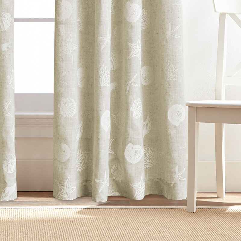 Panneau de rideau simple semi-diaphane avec passe-tringle Goufes, 50 po x 63 po, Lin