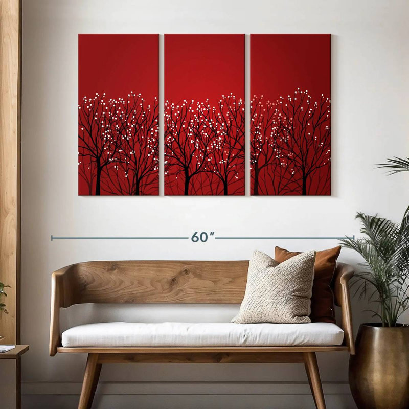 Harnek Abstract Red Forest, 32" H x 50" W