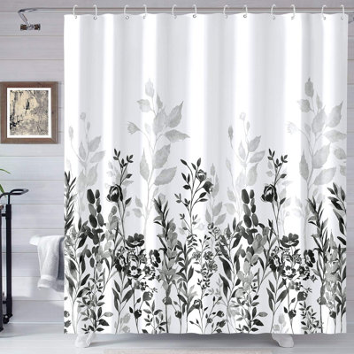 Floral Shower Curtain with Hooks Included