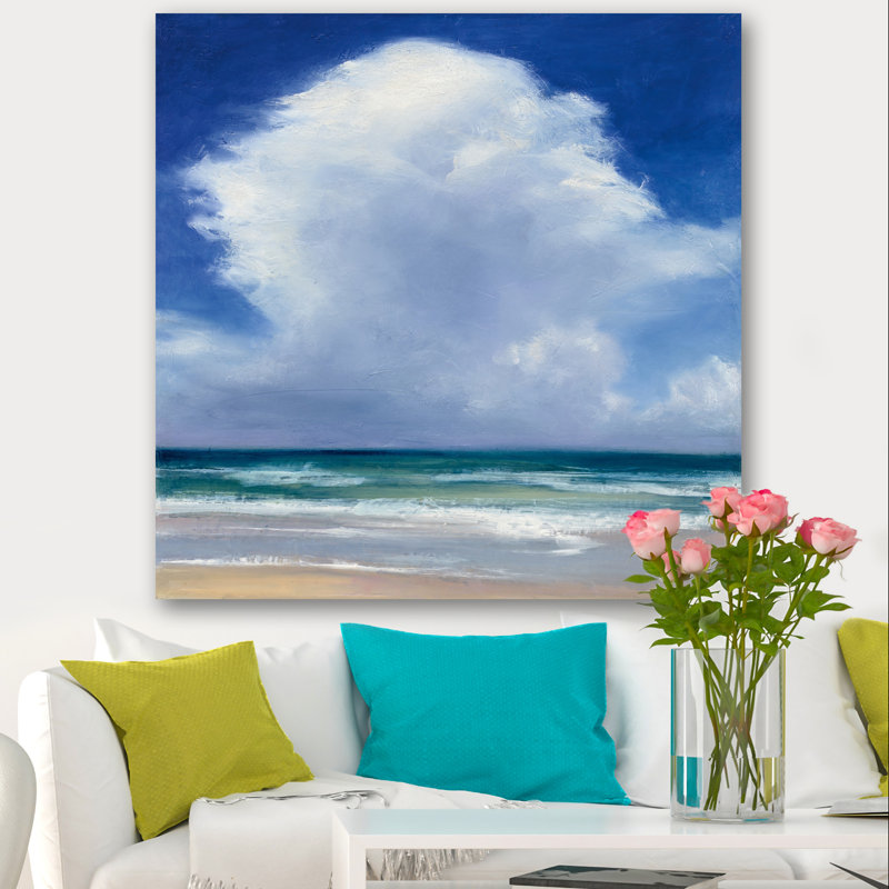 Plage nuageuse II - reproduction d'art sur toile tendue, H 30 po x l 30 po x P 1 po