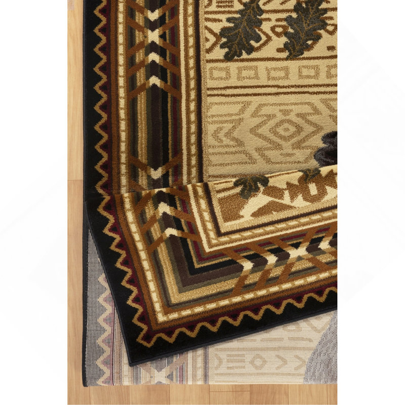Black 7 Ft. 10 In. X 10 Ft. 3 In. Lodge Area Rug, Rectangle 7'10" x 10'3"