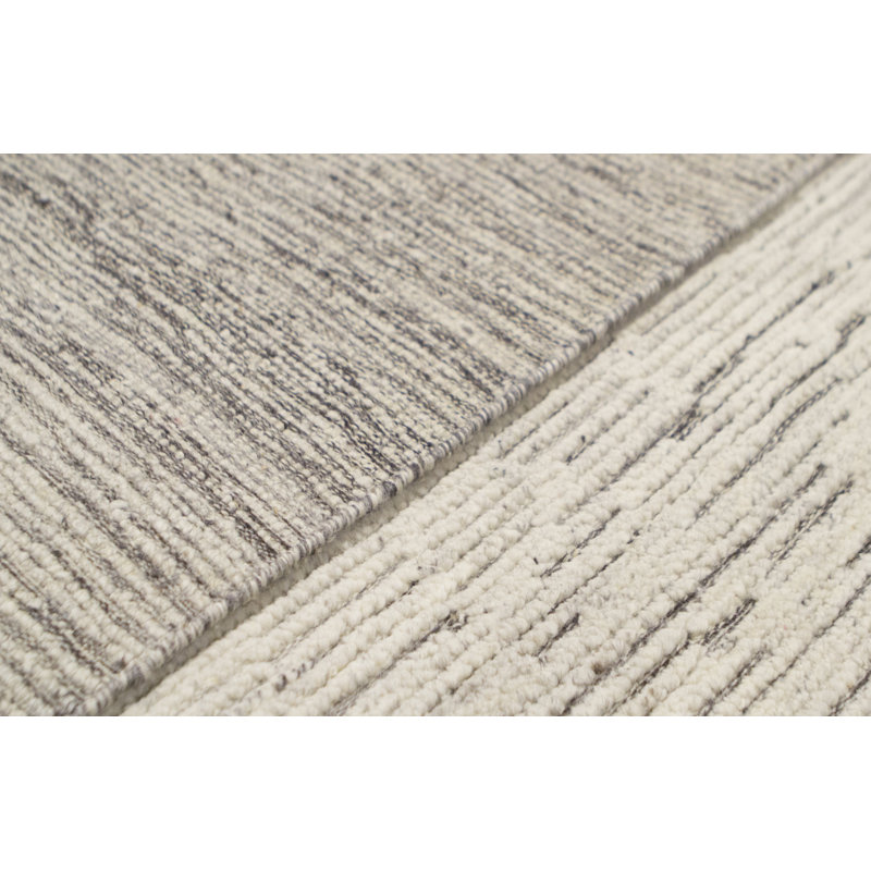 Moroccan Hand Knotted Wool Natural/Charcoal Rug