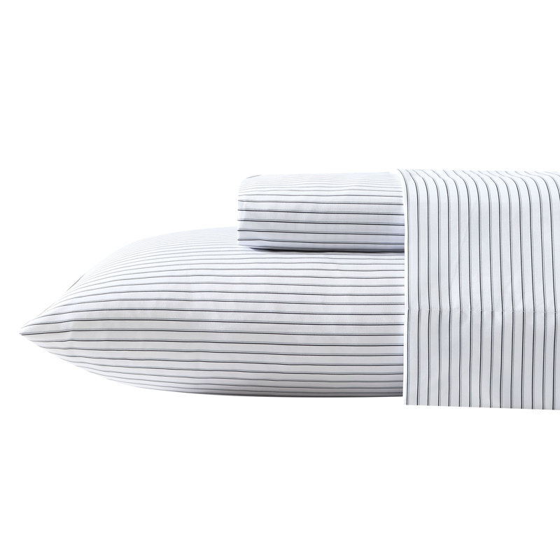 Heather Gray Striped Queen Polyester Microfiber Sheet Set