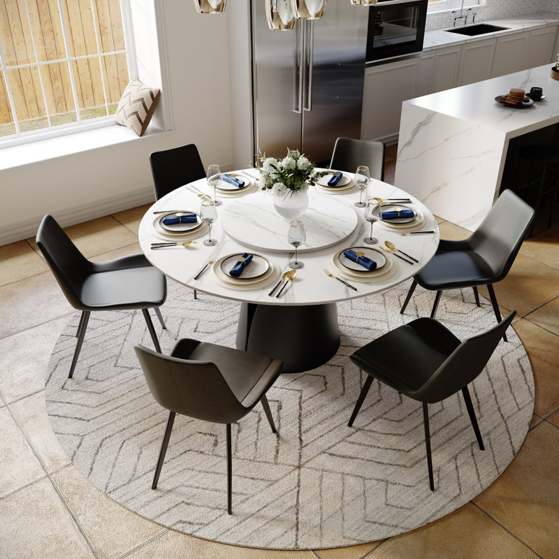 Plateau tournant en pierre frittée (table non incluse), Blanc lustré, H 0,47 po x l 31,5 po x P 31,5 po