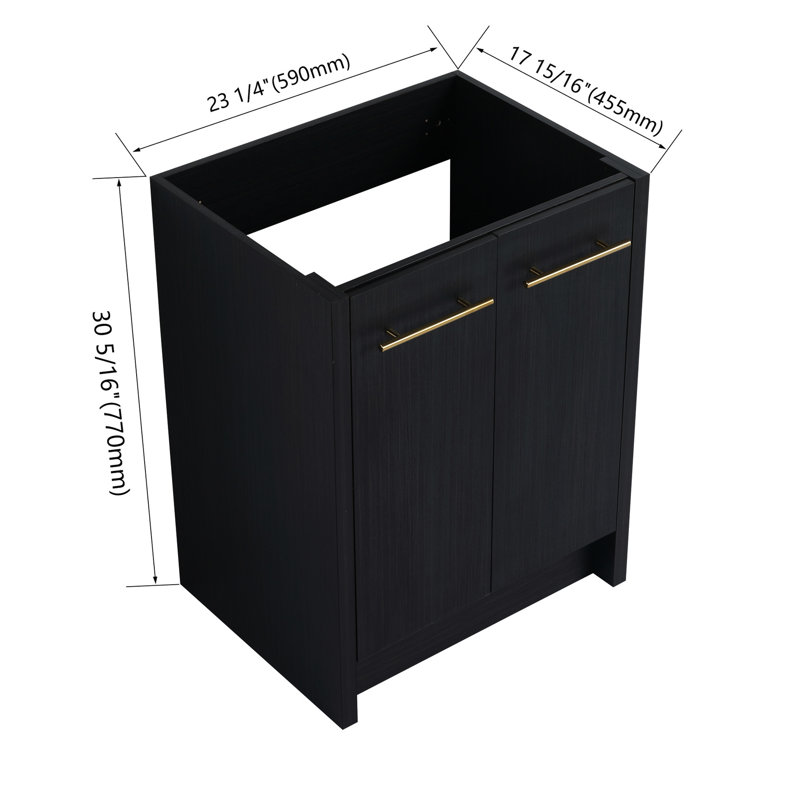 Meuble-lavabo autoportant 24 po en châtaignier noir - surface facile d'entretien avec finition haute de 24 po