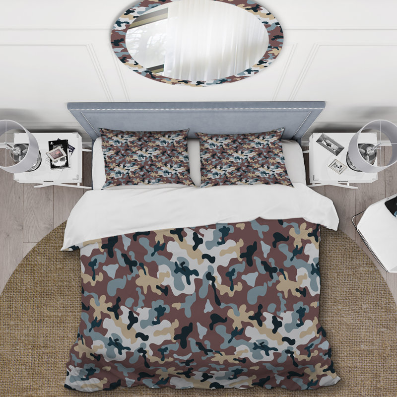 Brown Desert Camouflage Polyester Camouflage Duvet Cover