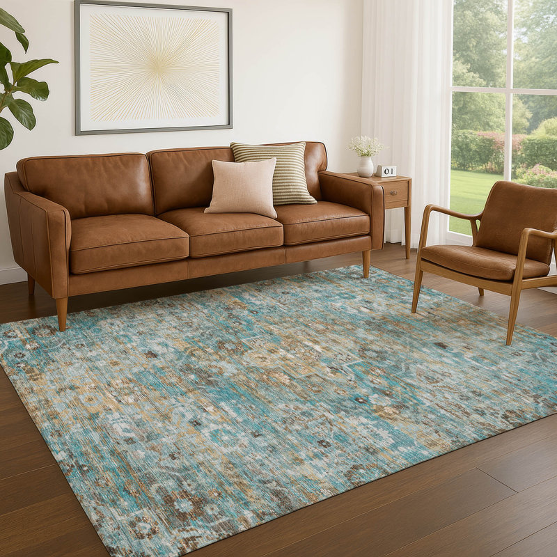 Tapis lavable à la machine intérieur / extérieur ACN2782 Global Chantille, Sarcelle, 9 pi x 12 pi