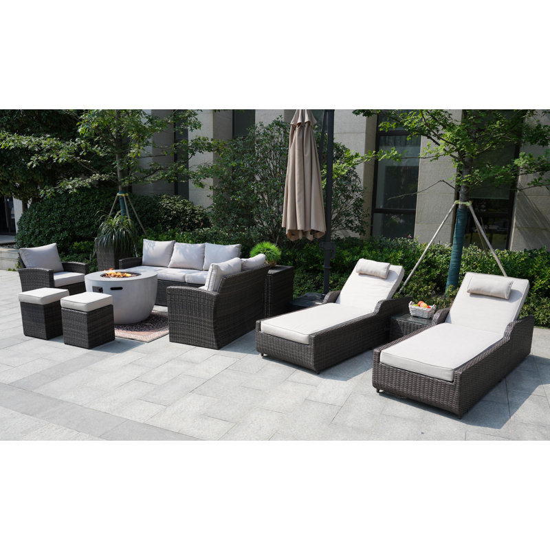 - Person Patio Conversation Set with Cushions, Brown