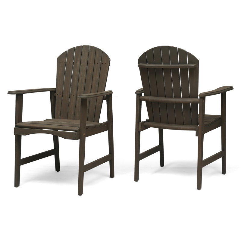 Outdoor Weather Resistant Acacia Wood Adirondack Dining Chairs (Set Of 2), Gray