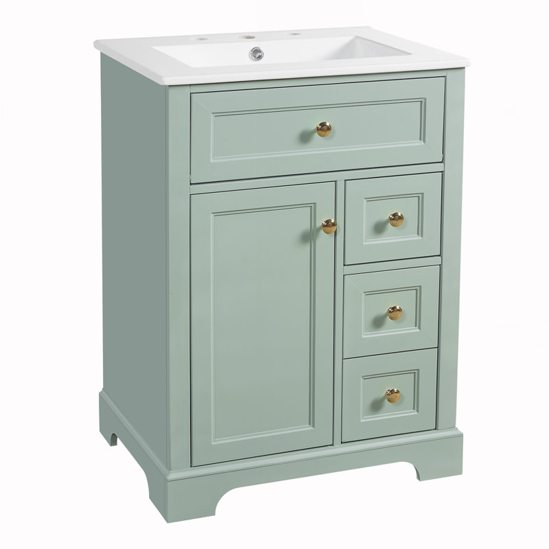 Meuble-lavabo de salle de bain avec lavabo, Vert