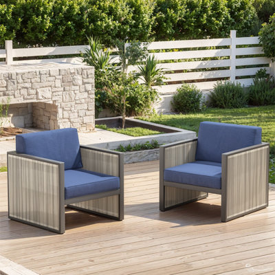 Ezell Outdoor Wicker Club Chairs 400Lb Capacity, With Weatherproof Cusions