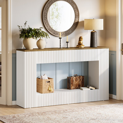 Modern Console Table, 55 Inch Wood Entryway Table With Storage