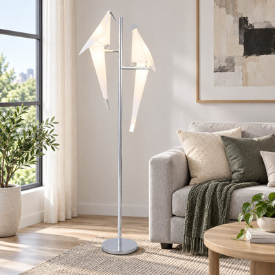  68.9" 2-Bird Silver LED Novelty Floor Lamp with Outlet